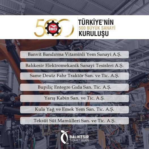 Balıkesir Sanayisi Türkiye'nin En Büyükleri Arasında