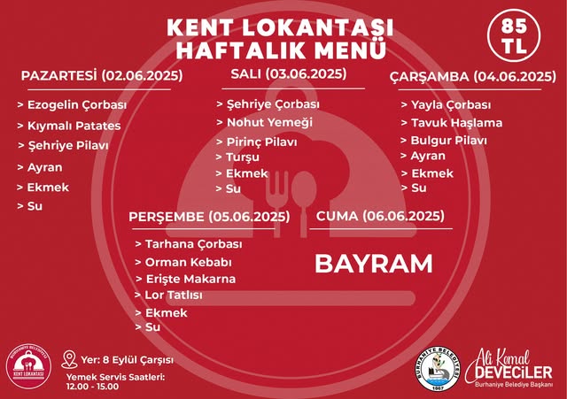 Burhaniye Belediyesi Kent Lokantası Menüsü Açıklandı