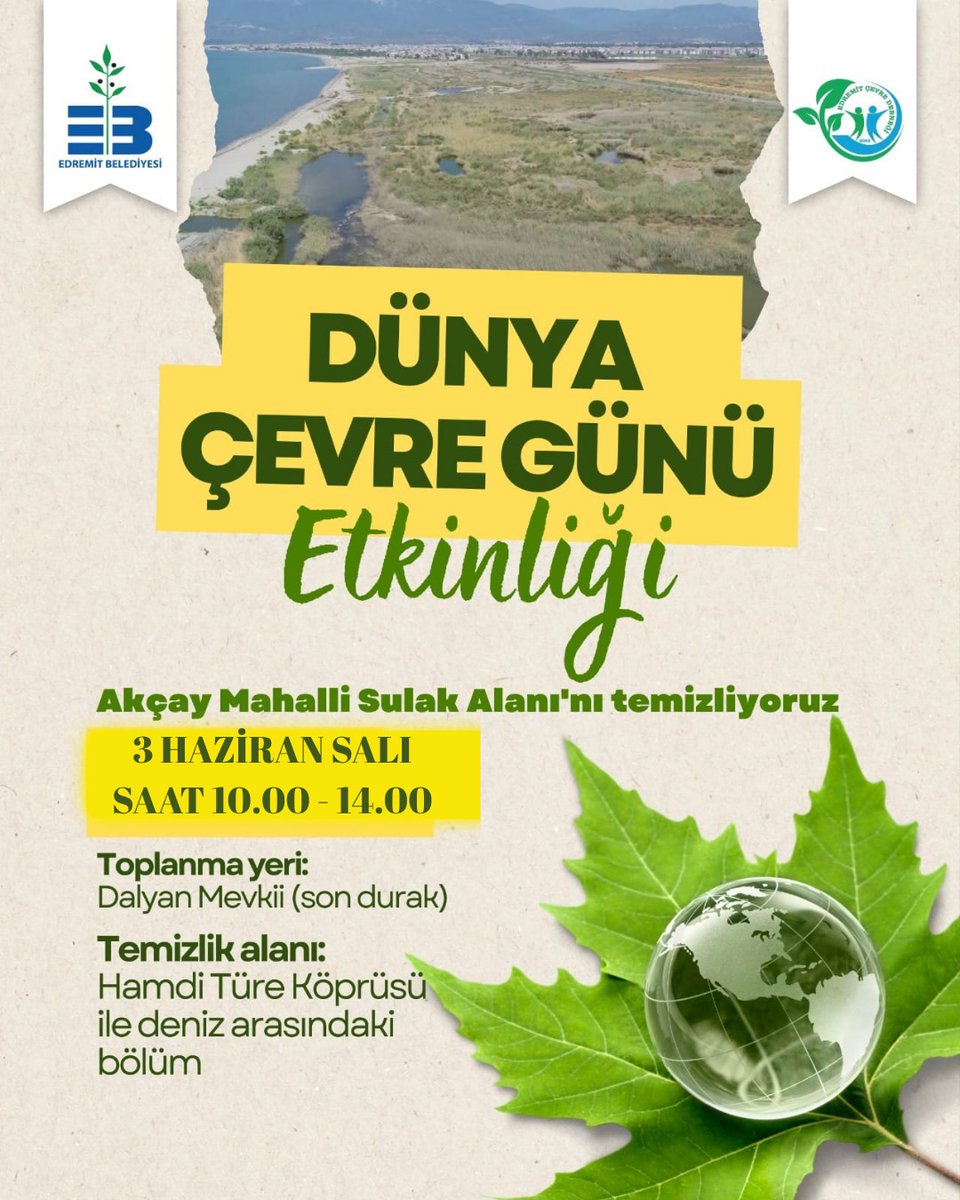 Edremit'te Dünya Çevre Günü Etkinliğiyle Akçay Sulak Alanı Temizleniyor