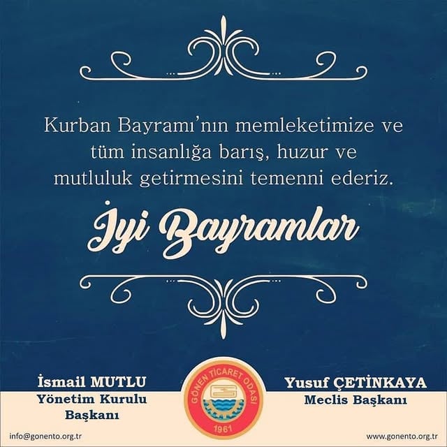 Gönen Ticaret Odası Kurban Bayramı Bayramlaşma Programı Duyurusu