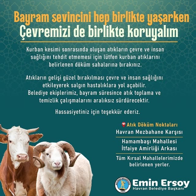 Havran Belediyesi Bayramda Çevre Bilincine Çağrı Yaptı