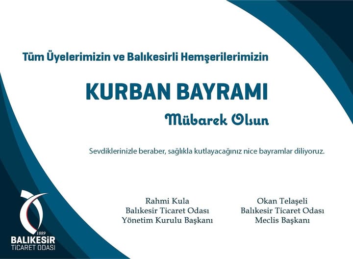 Balıkesir Ticaret Odası'ndan Kurban Bayramı Mesajı
