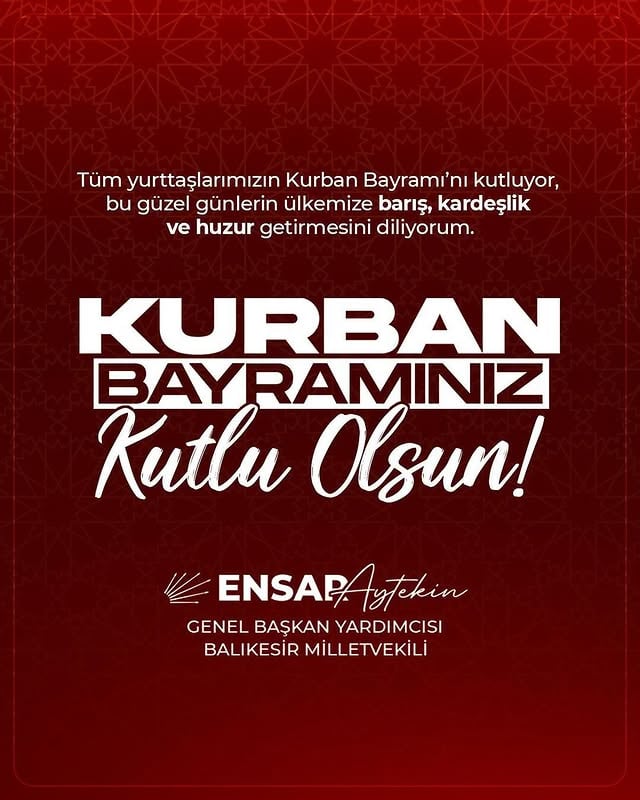 CHP'li Ensar Aytekin'den Kurban Bayramı Mesajı