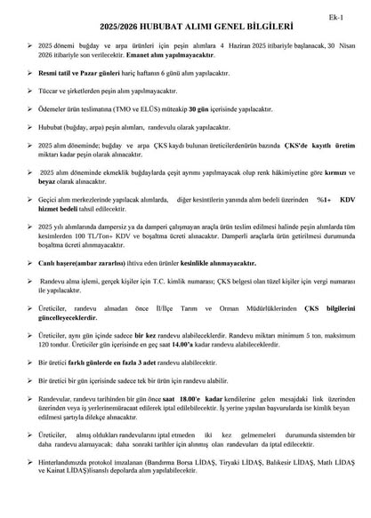 Gömeç'te 2025 Dönemi Hububat Müdahale Alım Fiyatları Belli Oldu