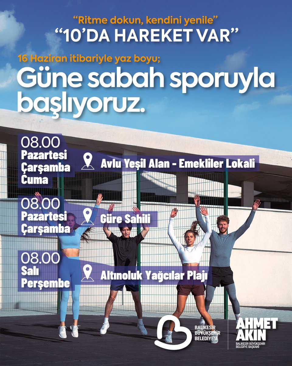 Balıkesir'de Yaz Boyu Ücretsiz Sabah Sporu Etkinlikleri Başlıyor