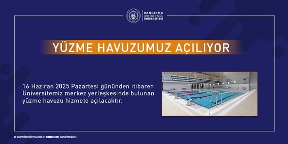 Bandırma 17 Eylül Üniversitesi Yarı Olimpik Yüzme Havuzu Hizmete Giriyor