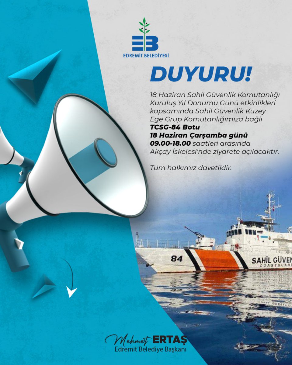 Edremit Sahil Güvenlik Komutanlığı'ndan Duyuru