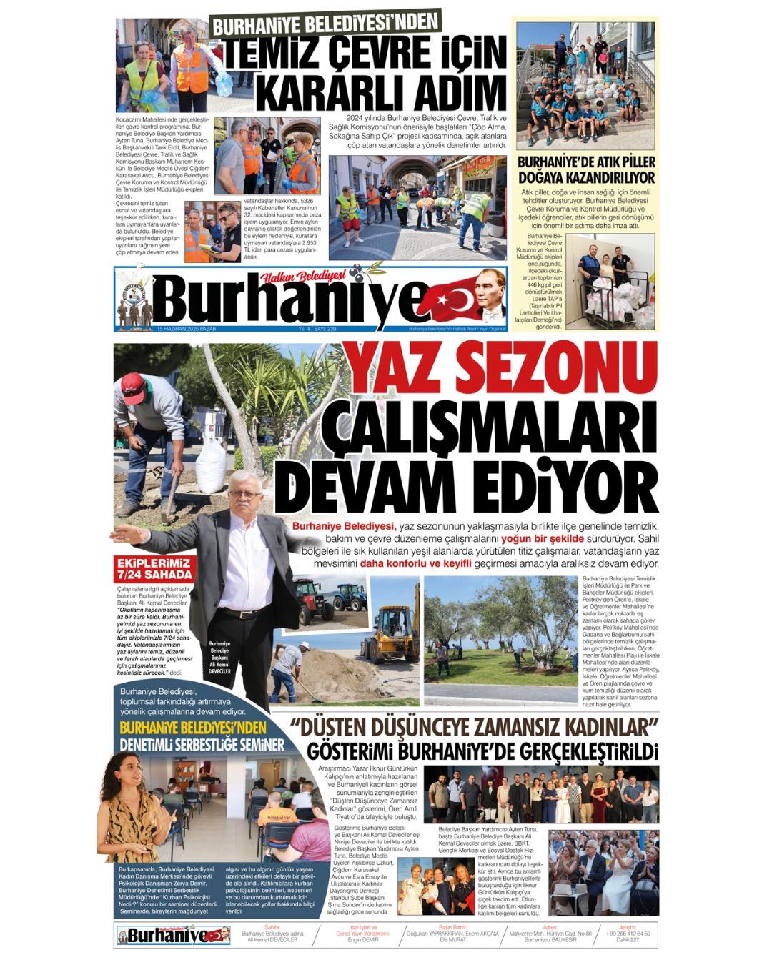 Burhaniye Belediyesi'nin 220. Sayı Gazetesi Yayımlandı