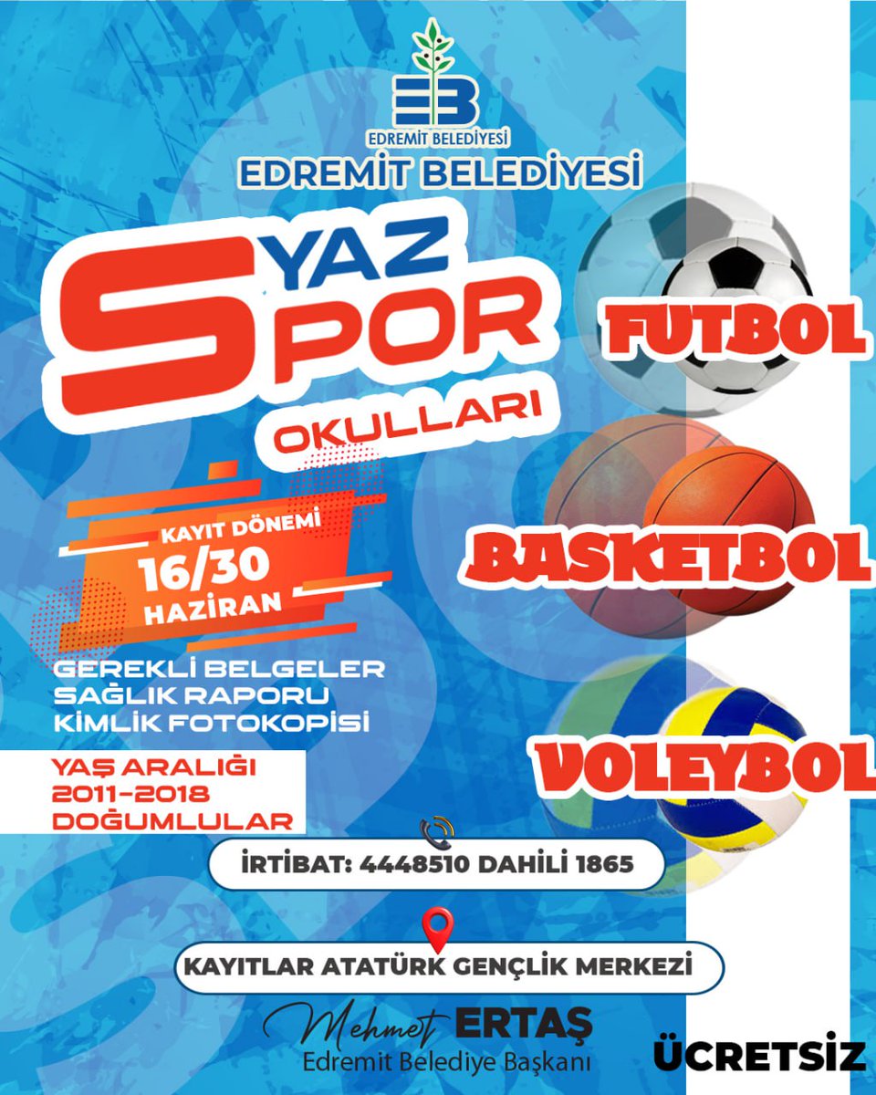 Edremit Belediyesi Yaz Spor Okulu Kayıtları Başladı