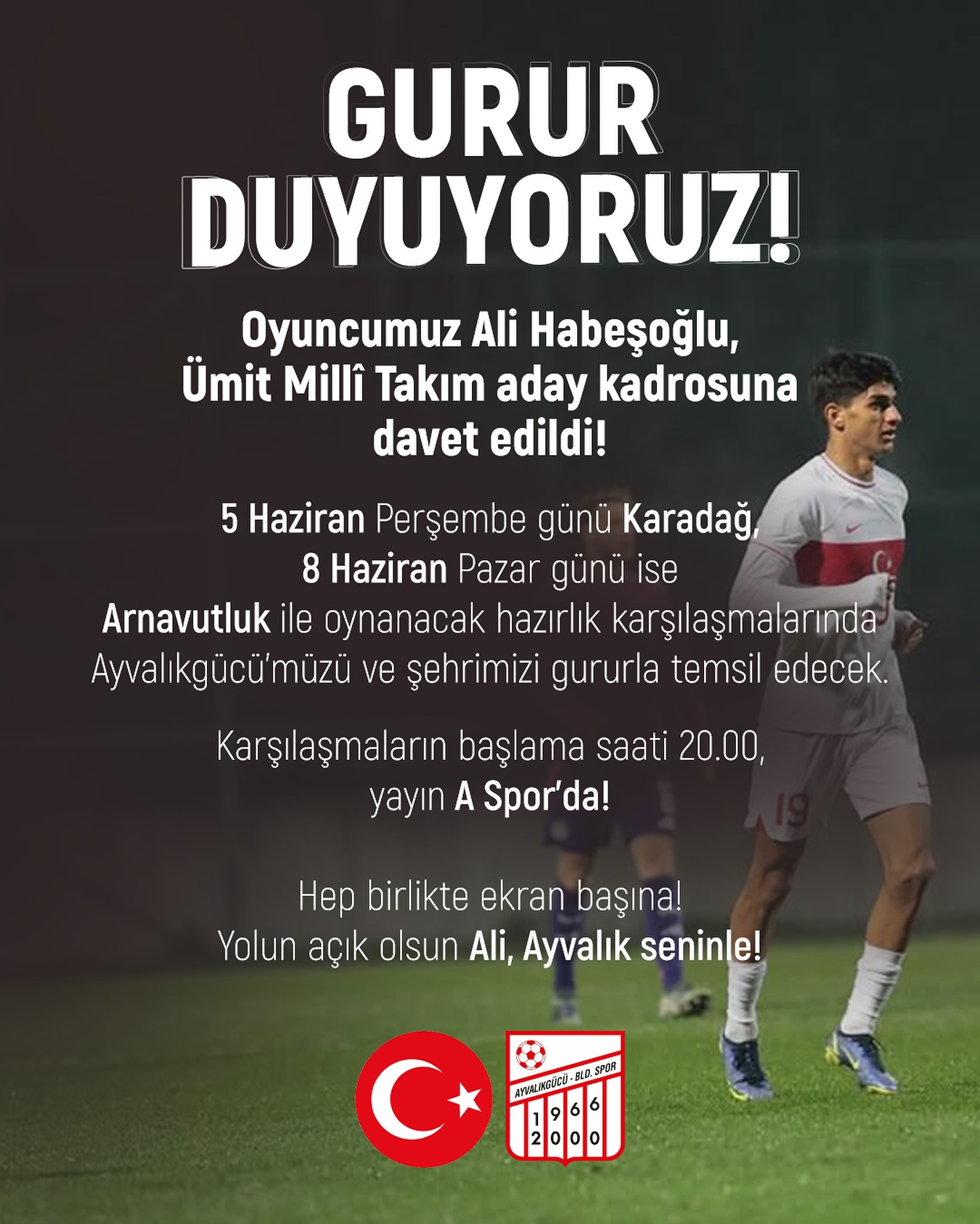 Ayvalıkgücü Belediyespor Oyuncusu Ali Habeşoğlu Ümit Milli Takım Aday Kadrosunda