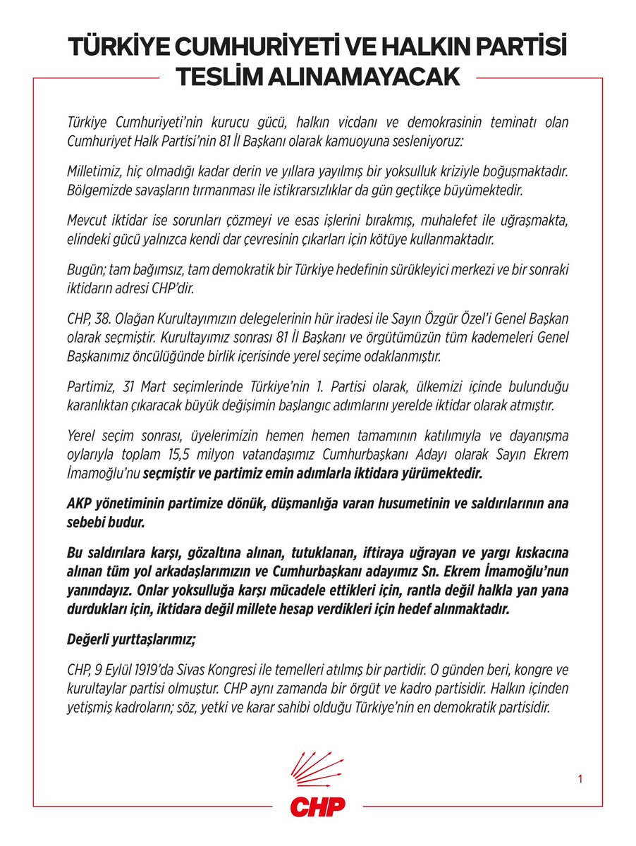 CHP Balıkesir İl Başkanlığı'ndan 'Teslim Alınamayacak' Çağrı