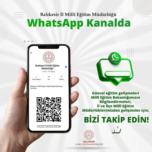 Balıkesir İl Milli Eğitim Müdürlüğü WhatsApp Kanalı Açıldı