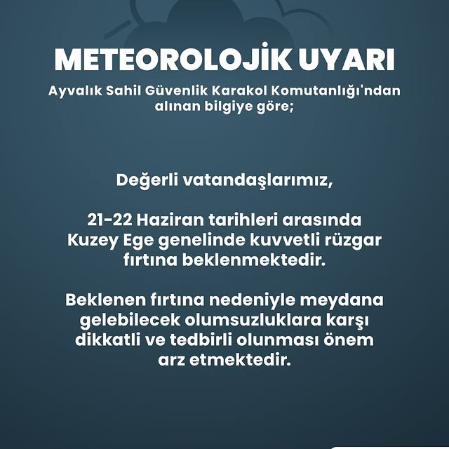 Ayvalık'ta Fırtına Uyarısı: 21-22 Haziran'da Kuzey Ege Alarmda