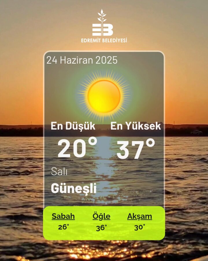 Edremit'te Bugün Hava Durumu: En Düşük 20, En Yüksek 37 Derece