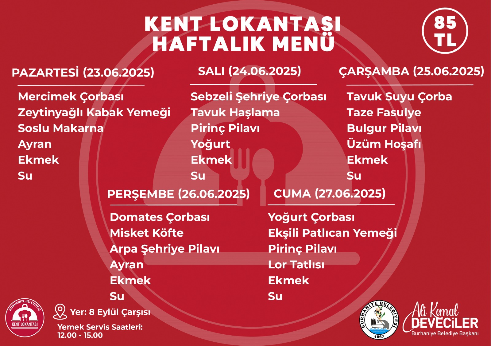 Burhaniye Belediyesi Kent Lokantası Menüsü Açıklandı