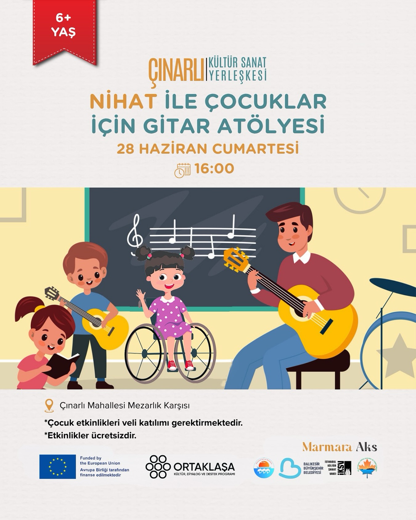 Çınarlı'da Çocuklar Gitarla Tanışıyor: Müzik Atölyesi Düzenleniyor