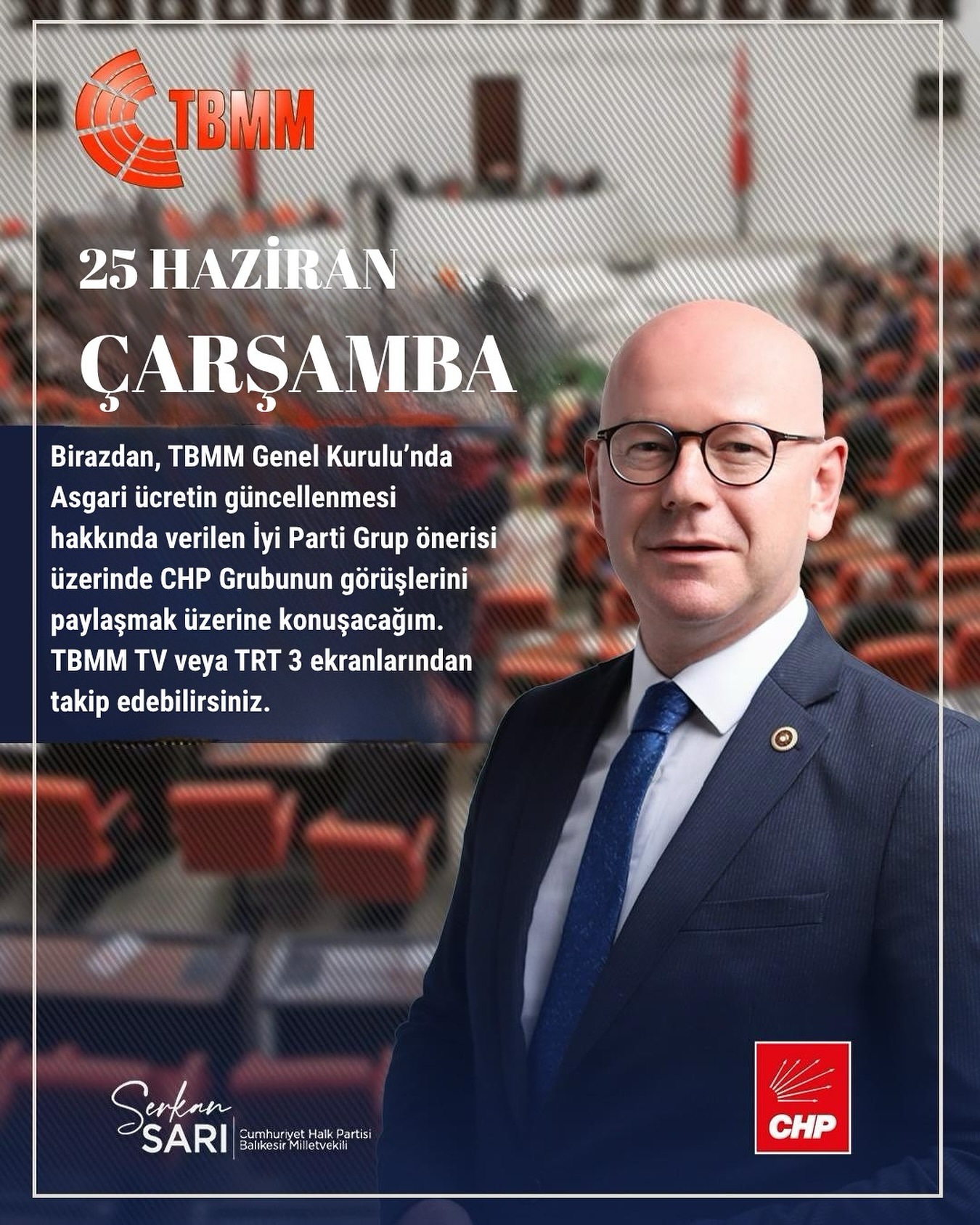 CHP'li Serkan Sarı, Asgari Ücret Görüşmelerinde TBMM'de Konuşacak