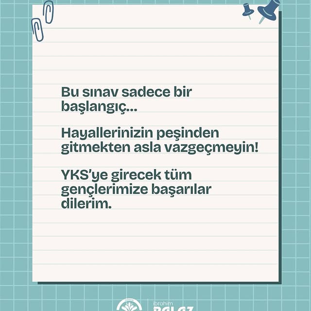 Gönen Belediye Başkanı Palaz'dan YKS Sınavına Girecek Gençlere Destek Mesajı