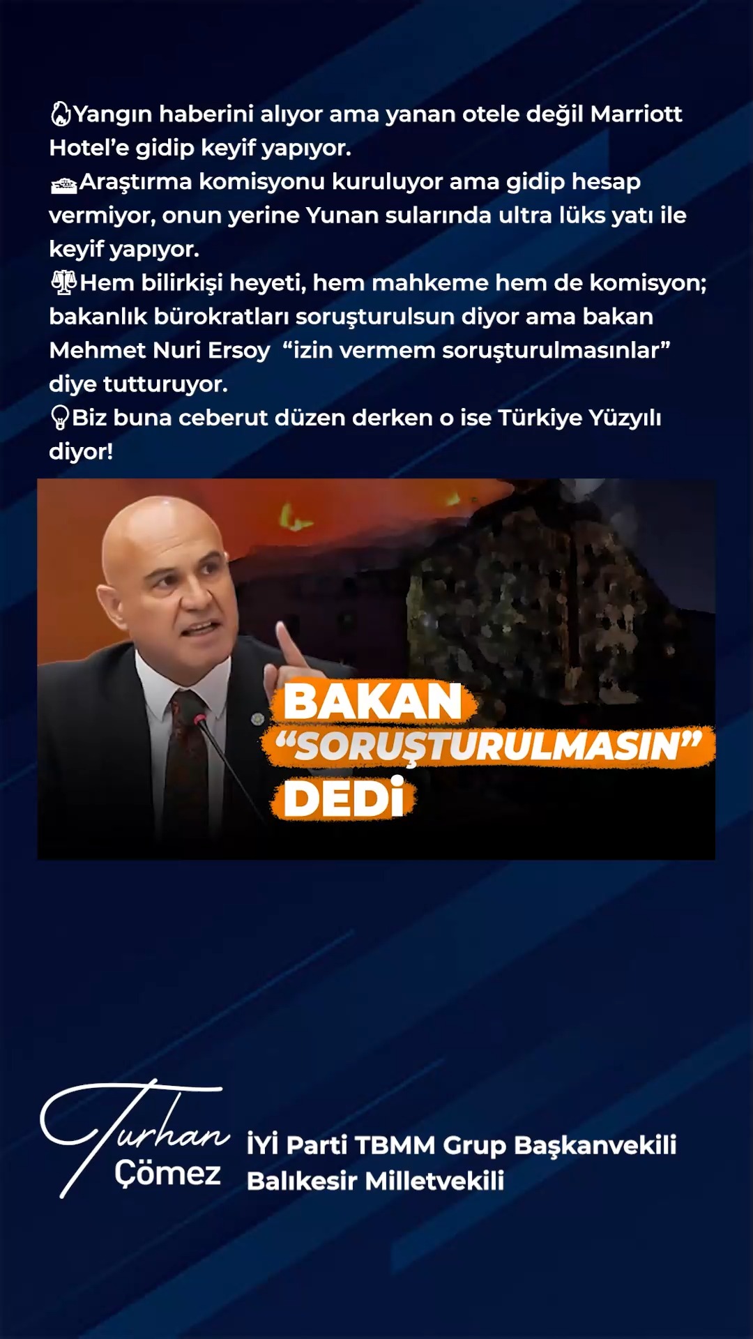 İyi Parti Milletvekili Çömez'e Soruşturma Çağrıları: Yangın İddiaları ve Lüks Yat Keyfi