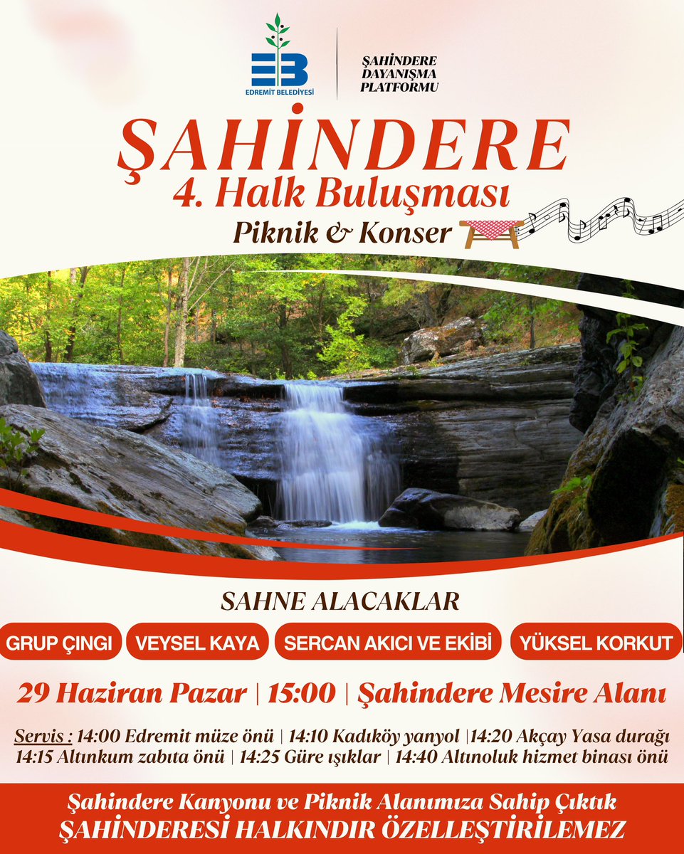 Edremit'te Şahindere Mesire Alanı Yenilendi, Piknik Konseriyle Hizmete Açılıyor