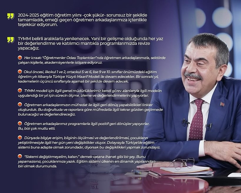 Millî Eğitim Bakanı Tekin'den Eğitime İlişkin Değerlendirmeler